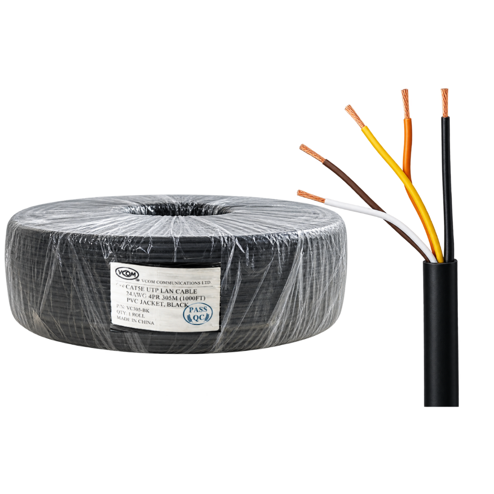 Dây Dropwire Camera VCOM 4 Lõi Đồng 0.4mm PVC Có Thép Treo 300m