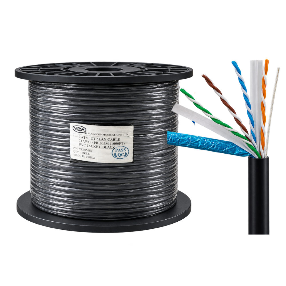 Cáp Mạng VCOM Cat6 FTP 24AWG PE Có Thép Treo 305m